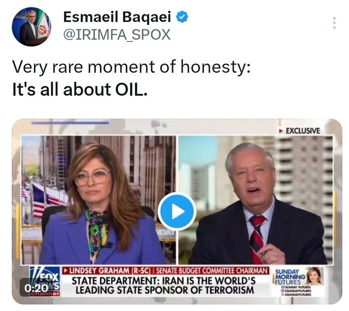 سخنگوی وزارت خارجه: پس مسئله، نفت است! سخنگوی وزارت خارجه: پس مسئله، نفت است!