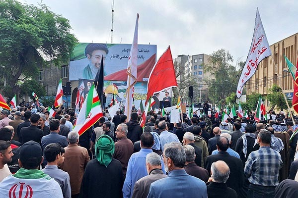 فیلم/ خروش مردم اهواز در روز قدس و بیعت تاریخی با رهبر انقلاب