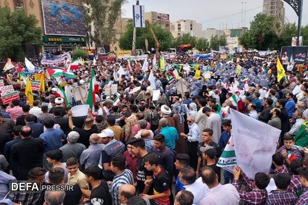 خیزش گسترده مردم خوزستان در محکومیت حملات رژیم صهیونیستی