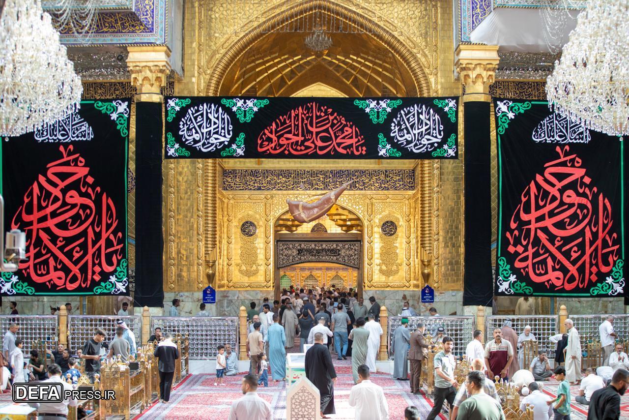 اعتاب مقدسه سیه‌پوش عزای شهادت امام جواد (ع) شدند+ فیلم و تصاویر
