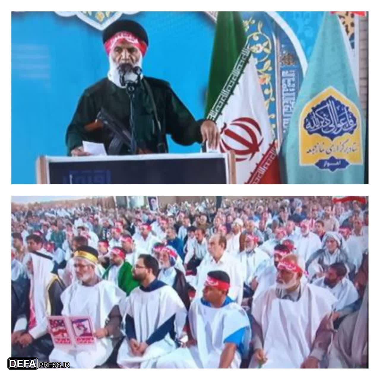 حضور خیل کفن پوشان در صف نمازجمعه اهواز+ عکس