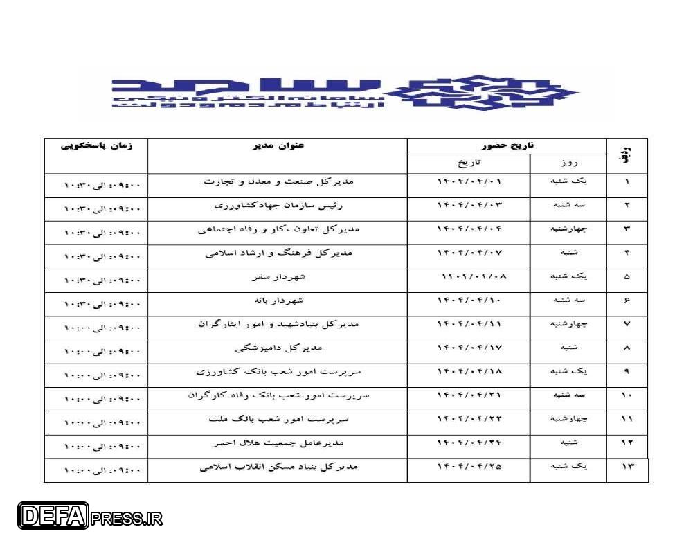 اعلام برنامه زمان‌بندی سامانه الکترونیکی ارتباط مردم و دولت (سامد) استان کردستان