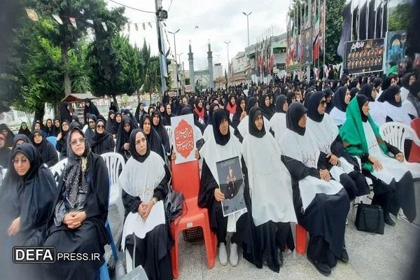 برگزاری اجتماع زینبیون با حضور بانوان کفن‌پوش آمل