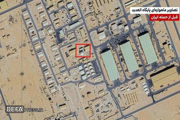 تصاویر ماهواره‌ای از نقطه‌زنی موشک ایران در پایگاه آمریکا در قطر