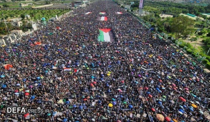 راهپیمایی میلیونی حمایت از غزه در یمن