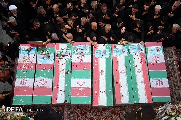 پیکر‌های مطهر ۸ شهید جنایات رژیم صهیونیستی در قم تشییع شد