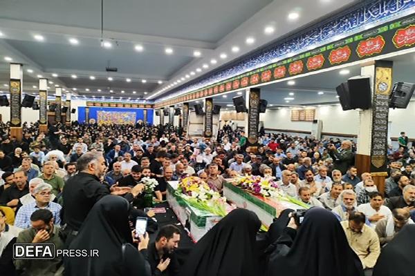 مراسم وداع با پاسدار شهید محسن کوه‌خیل و شهیده فاطمه صالحی در مصلی امام خمینی (ره) هشتگرد برگزار شد