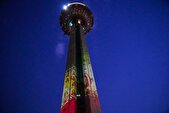 ویدئو مپینگ چهره شهدا و پرچم ایران بر فراز برج میلاد
