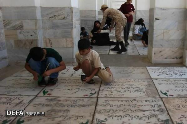 برگزاری پویش رنگ‌آمیزی سنگ مزار شهدا در آرامگاه خواجه ربیع مشهد+ تصاویر