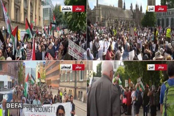 تظاهرات حمایت از غزه در اروپا؛ بازداشت چند حامی فلسطین در لندن + فیلم
