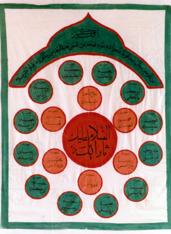 سند/ پارچه نوشته شهدای اطلاعات و عملیات لشکر 27 محمد رسول الله (ص)