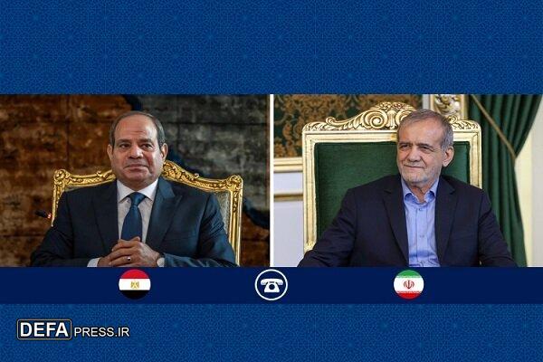 تأکید رؤسای جمهور ایران و مصر بر موضع مشترک در برابر تجاوزگری اسرائیل
