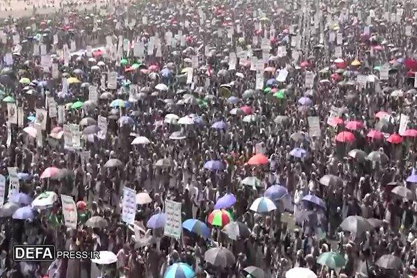 راهپیمایی باشکوه مردم صعده یمن در حمایت از غزه