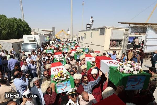 بازگشت پیکر مطهر ۴۶ شهید دوران دفاع مقدس به کشور از مرز شلمچه