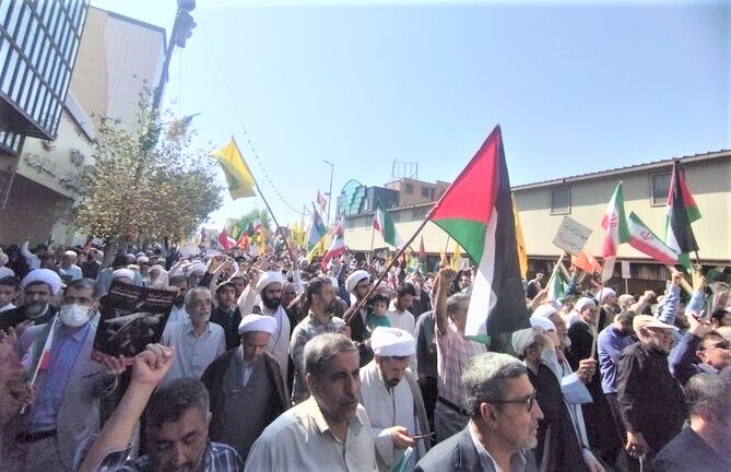راهپیمایی «بشارت نصر»  مردم قم در حمایت از پیروزی مقاومت فلسطین