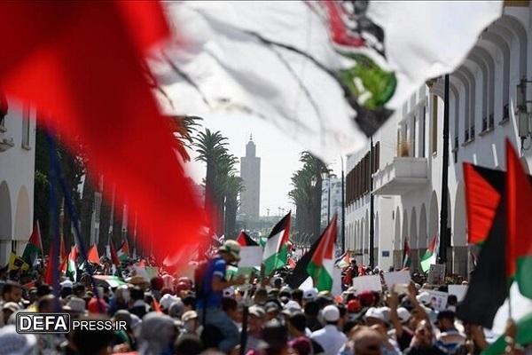 تظاهرات در ۵۸ شهر مغرب به مناسبت توافق آتش‌بس در غزه