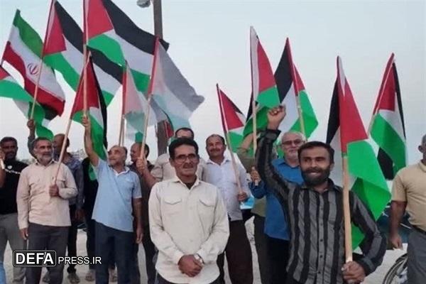 تجمع ملوانان بندر دیر در حمایت از مردم مظلوم غزه و ناوگان دریایی صمود