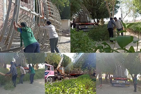 گنبد مقبره شهدای گمنام رودبار جنوب نصب می‌شود+تصاویر