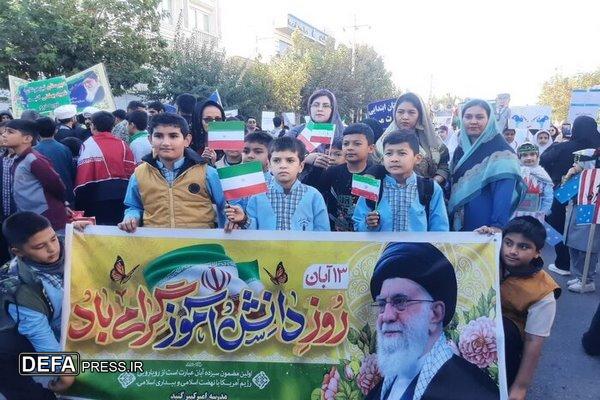 فریاد استکبار ستیزی دانش آموزان شرق گلستان + فیلم