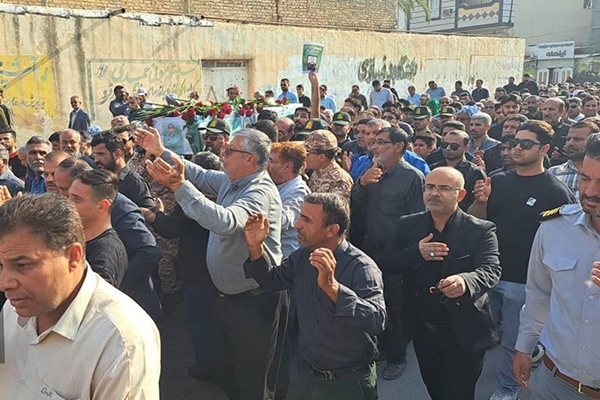 برگزاری آیین وداع و تشییع شهید مدافع امنیت در رامشیر خوزستان