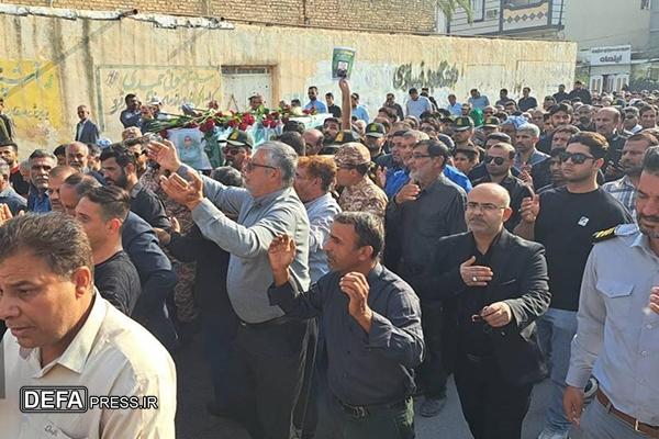 برگزاری آیین وداع و تشییع شهید مدافع امنیت در رامشیر خوزستان