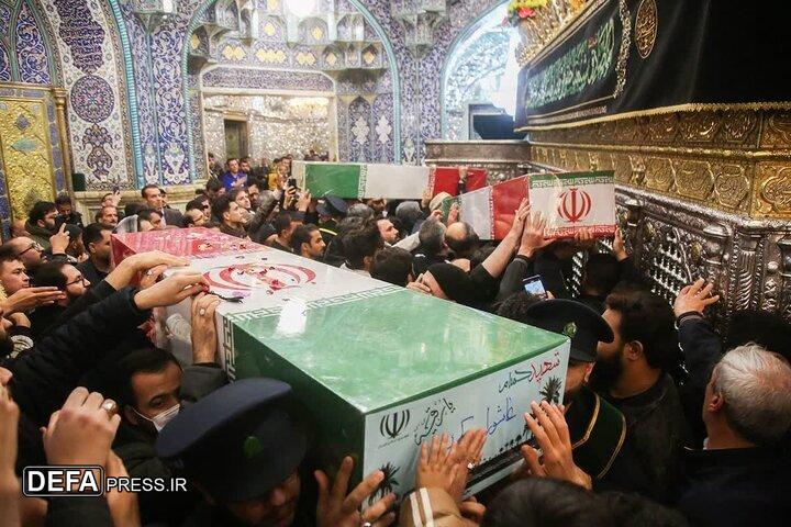 طواف پیکرهای هفت شهید گمنام در حرم حضرت معصومه (س)