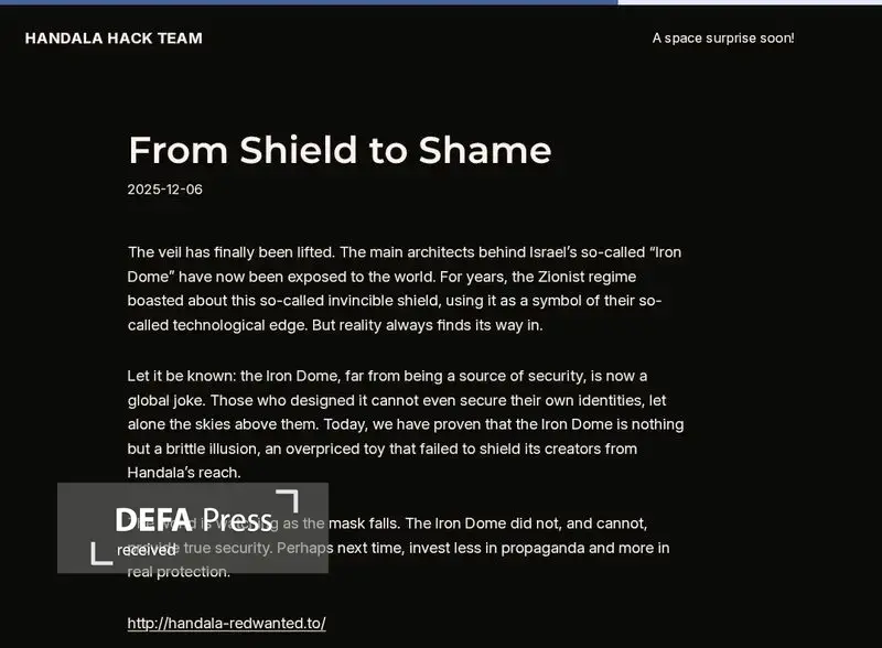 افشای اطلاعات معماران گنبد آهنین توسط حنظله افشای اطلاعات معماران گنبد آهنین توسط حنظله