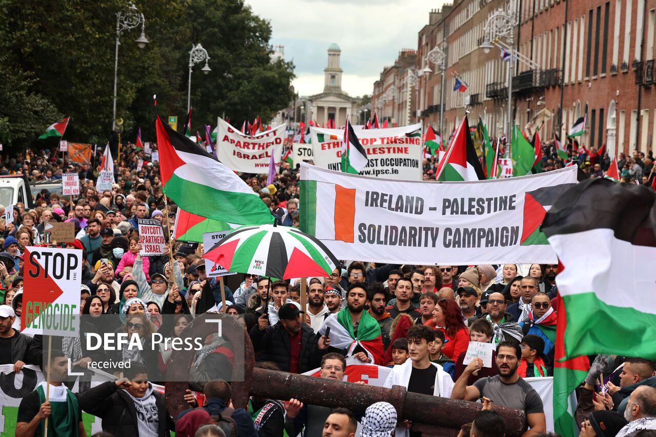 کارگران ایرلندی در اعتراض به تداوم جنایات اسرائیل محیط کار خود را ترک کردند