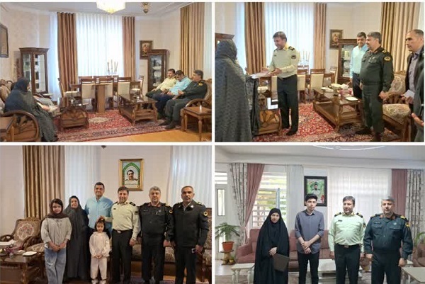 دیدار فرمانده انتظامی کرمان با خانواده سرداران شهید زنده‌روح و برزگرپور
