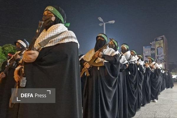 رژه اقتدار بانوان جویباری در چهلمین و دومین شب حمایت از نیروهای مسلح + تصاویر