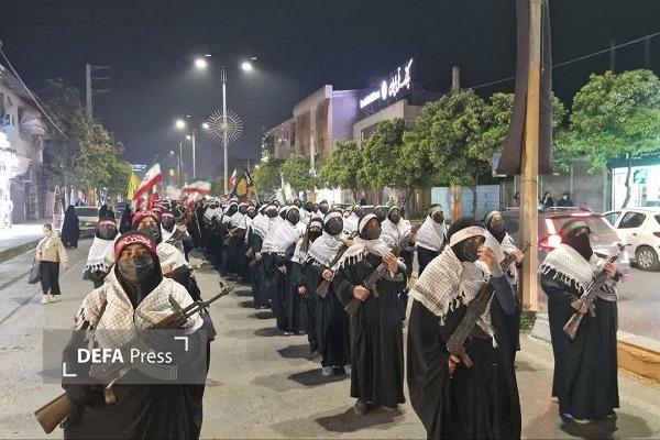 رژه اقتدار بانوان جویباری در چهلمین و دومین شب حمایت از نیروهای مسلح + تصاویر