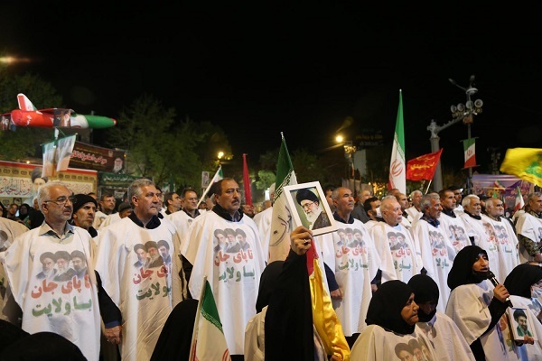 تصاویر/ حضور مجاهدانه پیشکسوتان دفاع مقدس خراسان شمالی در تجمع خونخواهی رهبر شهید