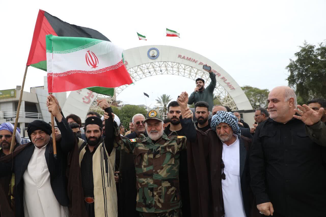 قرار گرفتن نیروگاه رامین در حلقه انسانی خوزستانی‌ها/ ترامپ هیچ غلطی نمی‌تواند بکند