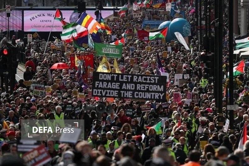 تظاهرات گسترده مردم لندن در اعتراض به جنگ منطقهای ایران تظاهرات گسترده مردم لندن در اعتراض به جنگ منطقهای ایران