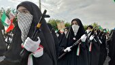 تصاویر/ رژه «بانوان جان‌فدای ایران» در بلوار پیامبر اعظم قم