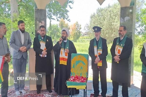 خورشید در بهزادکلا؛ روایت پیوند دل‌های بی‌ریا با پرچم سبز امام رضا (ع) + تصاویر
