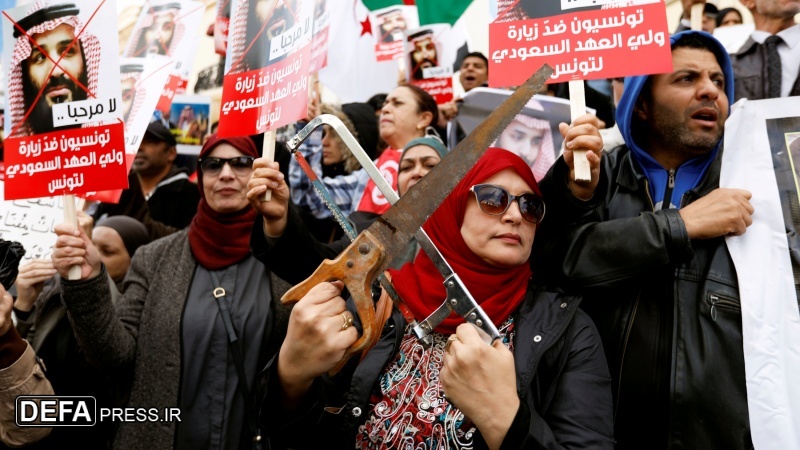 تیونس میں سعودی ولیعہد کے خلاف زبردست احتجاجی مظاہرہ