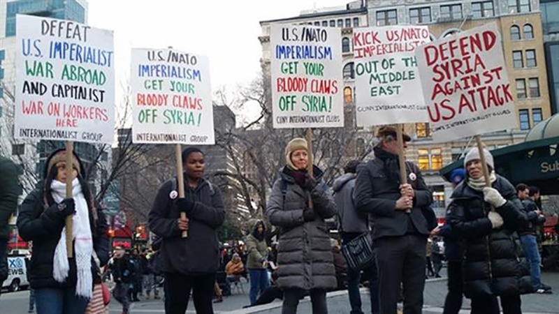 شام پر امریکی جارحیت کے خلاف دنیا بھر میں مظاہرے