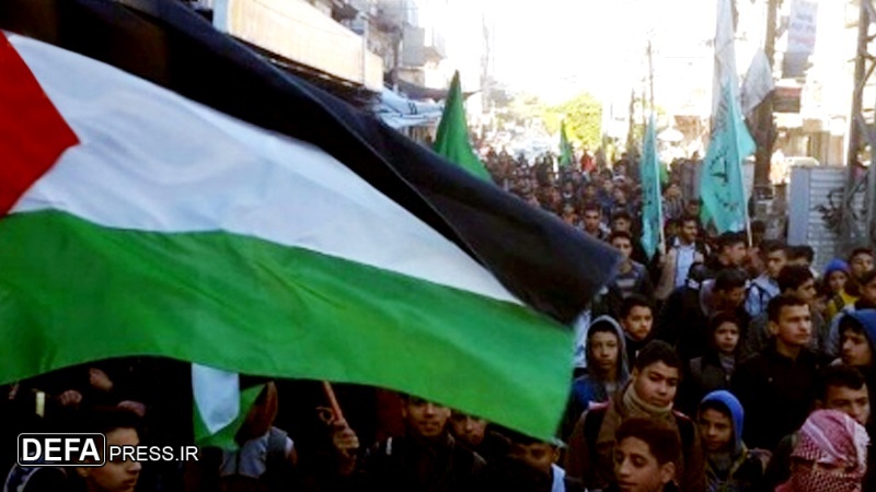 صیہونیوں کے جرائم کے خلاف فلسطینیوں کا مظاہرہ