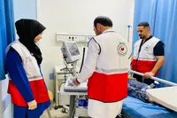 تصاویر/ ارائه خدمات درمانی جمعیت هلال احمر خراسان شمالی به زائران اربعین در کشور عراق