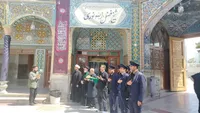 تصاویر/ ادای احترام خادمان حرم کریمه اهل بیت(س) به مزار شهید شیخ فضل الله نوری