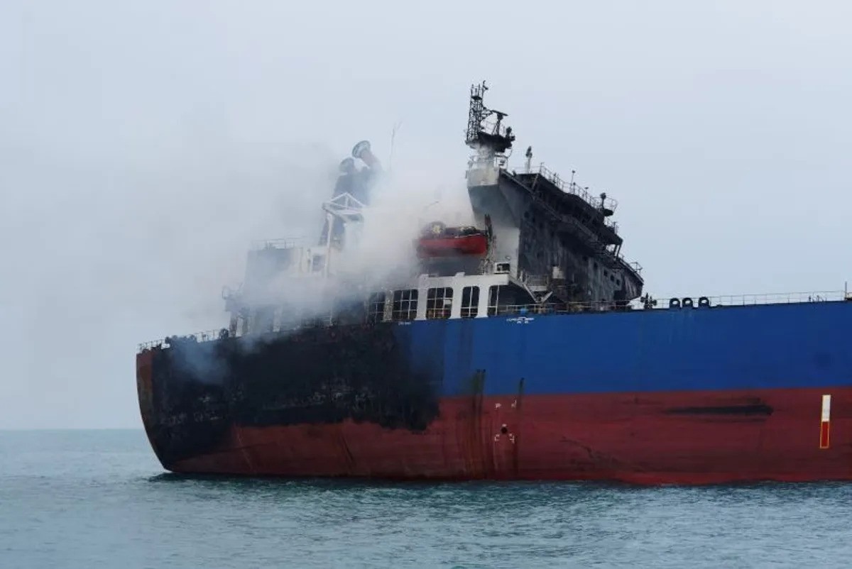 Exploding Oil Tanker in the Strait of Hormuz