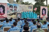 یادواره شهیدان سرلشکر خلبان بابایی و سرلشکر خلبان لشگری در گلزار شهدای قزوین برگزار شد + تصاویر