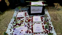 تصاویر/ برپایی نمایشگاه فرهنگی در گلزار شهدای قم