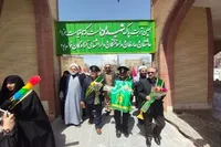 تصاویر/ آیین استقبال از پرچم و خدام حضرت معصومه (س) در گلزار شهدای بیجار