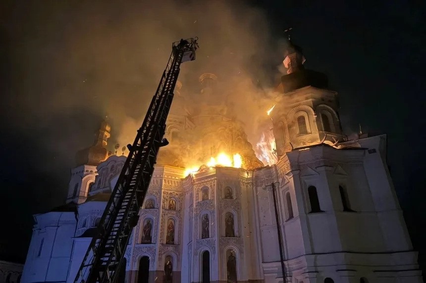 Kyiv Pechersk Lavra Church Burns in Russia