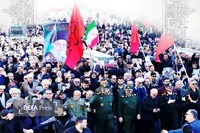 بدرقه شهدا با شعار «نه سازش نه تسلیم نبرد با آمریکا» در رشت