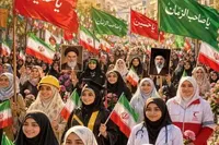 رژه اقتدار دختران و بانوان «جان فدای آبیک» برگزار شد
