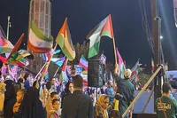 پرچم فلسطین بر فراز تهران نصب شد
