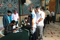 فیلم/ حضور گسترده مردم در شعبه اخذ رای حسینیه ارشاد